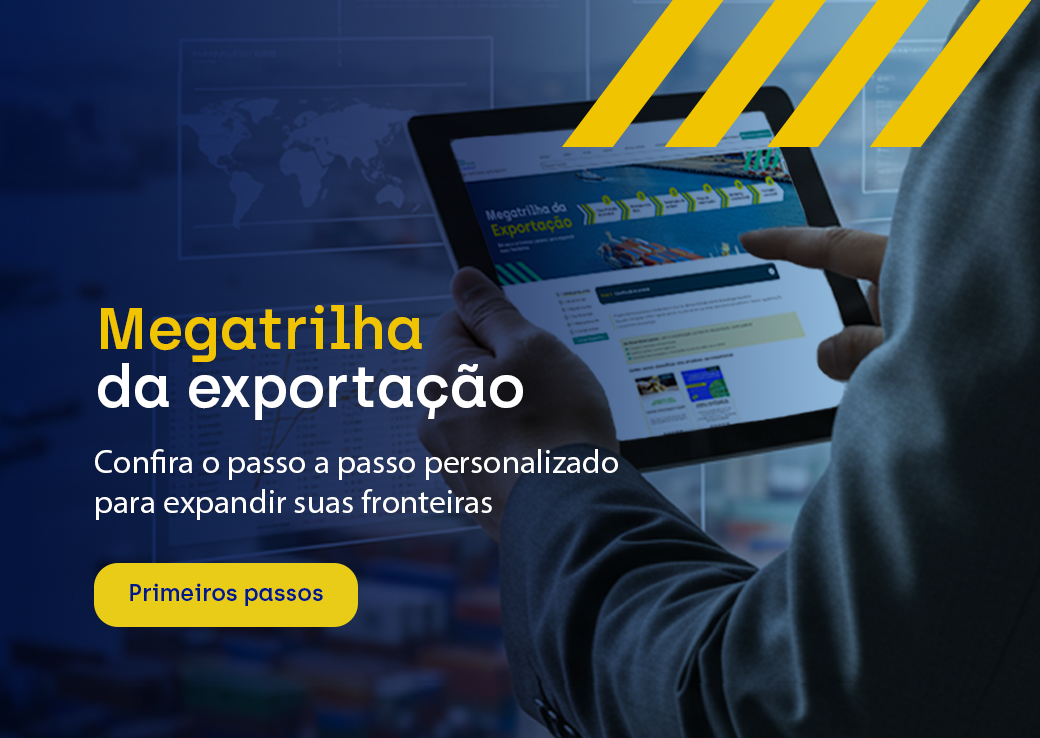 megatrilha da exportacao-banner mobile Imagem de empresário mexendo em tablet- Navegue pela megatrilha da exportação